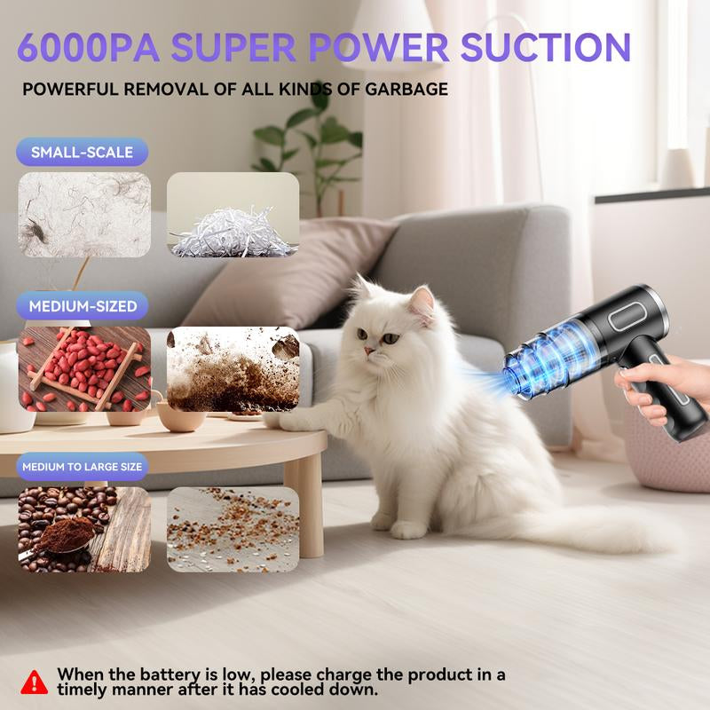 High-Power Handheld Wireless Car Vacuum Cleaner - 4-in-1 Portable Mini Vacuum for Home, Car, Office, and Pet Care